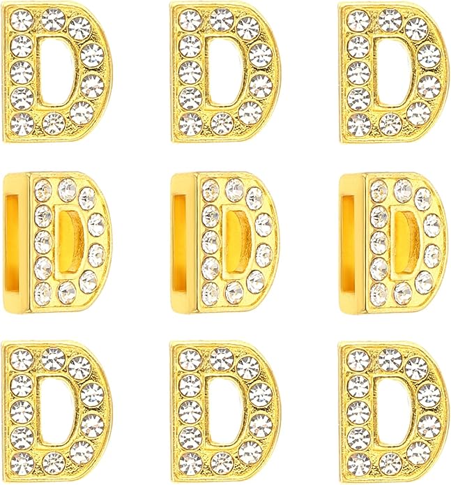 Gold A-Z 8mm Full Rhinestone Slide Charms