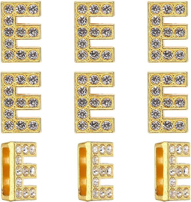 Gold A-Z 8mm Full Rhinestone Slide Charms