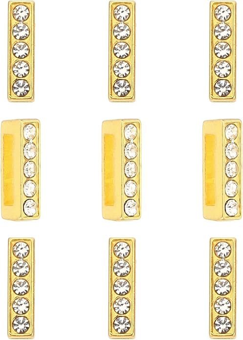 Gold A-Z 8mm Full Rhinestone Slide Charms