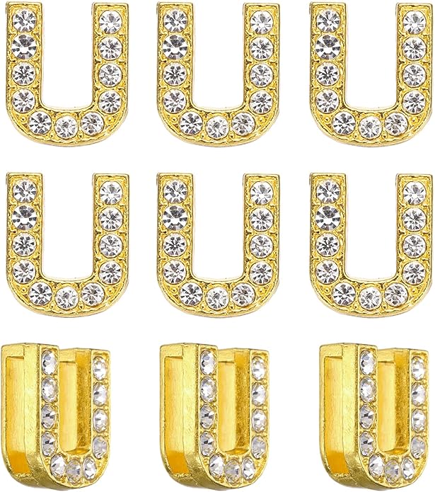 Gold A-Z 8mm Full Rhinestone Slide Charms