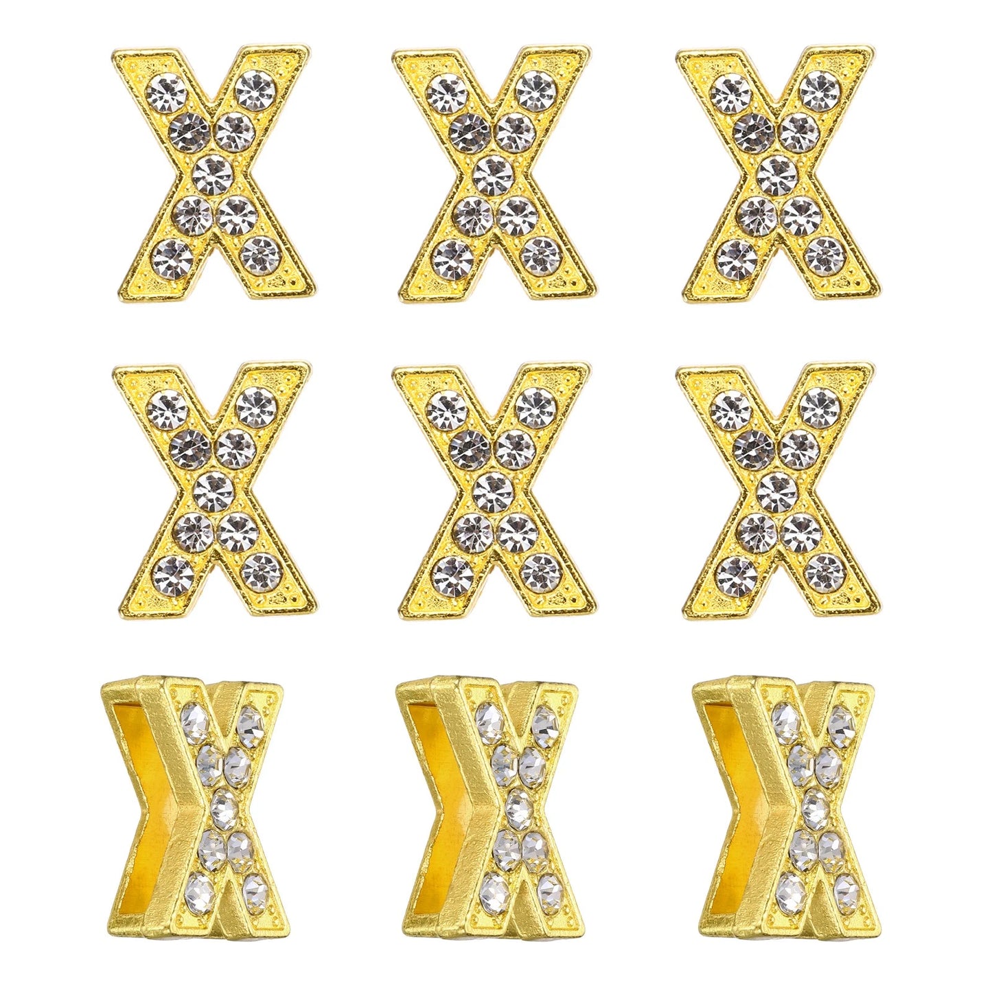 Gold A-Z 8mm Full Rhinestone Slide Charms