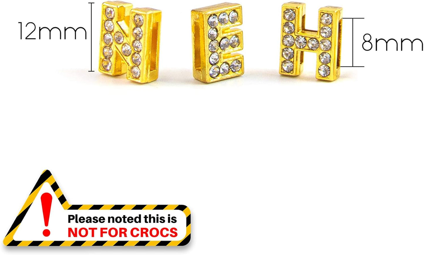 Gold A-Z 8mm Full Rhinestone Slide Charms